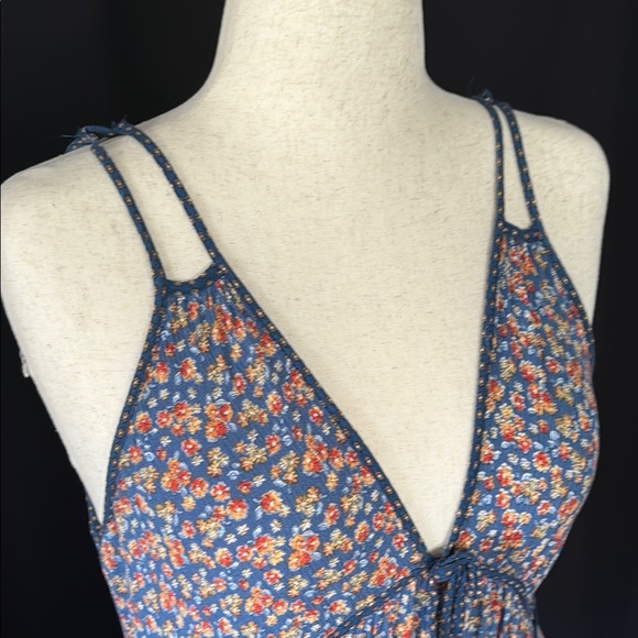 Blue Floral Rayon Summer / Spring Dress - Picture 4 of 7